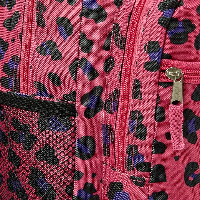 Rockland Double Handle 17" Rolling Backpack, Magenta Leopard