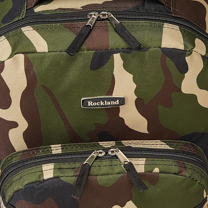 Rockland Double Handle 17" Rolling Backpack, Camo