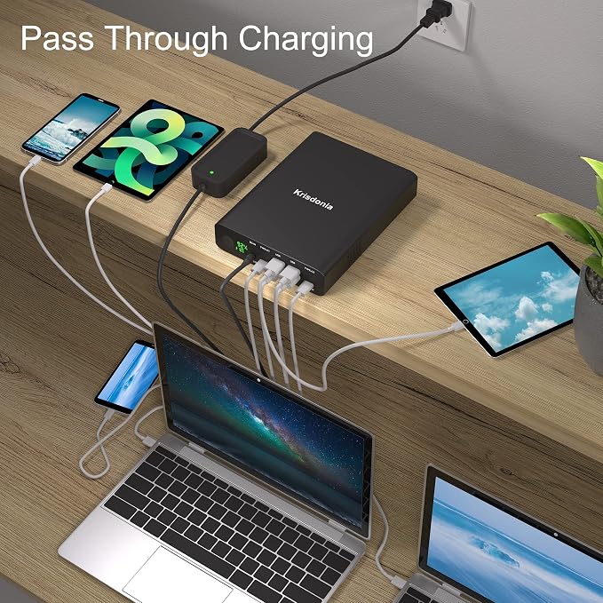 Portable Charger, PD 100W USB C Power Bank 64000mAh Fast Charging External Battery Pack with Dual PD (100W&65W) & 4 USB-A (QC3.0 18W) for Type-C Laptops, MacBook Pros, XPS, iPad Pro