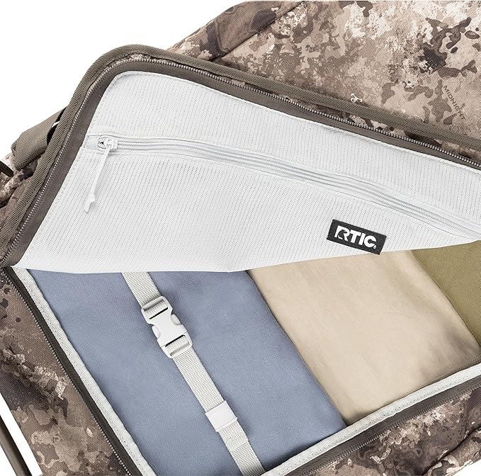 RTIC Road Trip Duffle Bag for Men and Women, Traveling Tote for Camp, Travel, Gym, Weekender, Camping, Overnight, Carry On, Sports, Spacious, Water Resistant, Large, Olive & Beach
