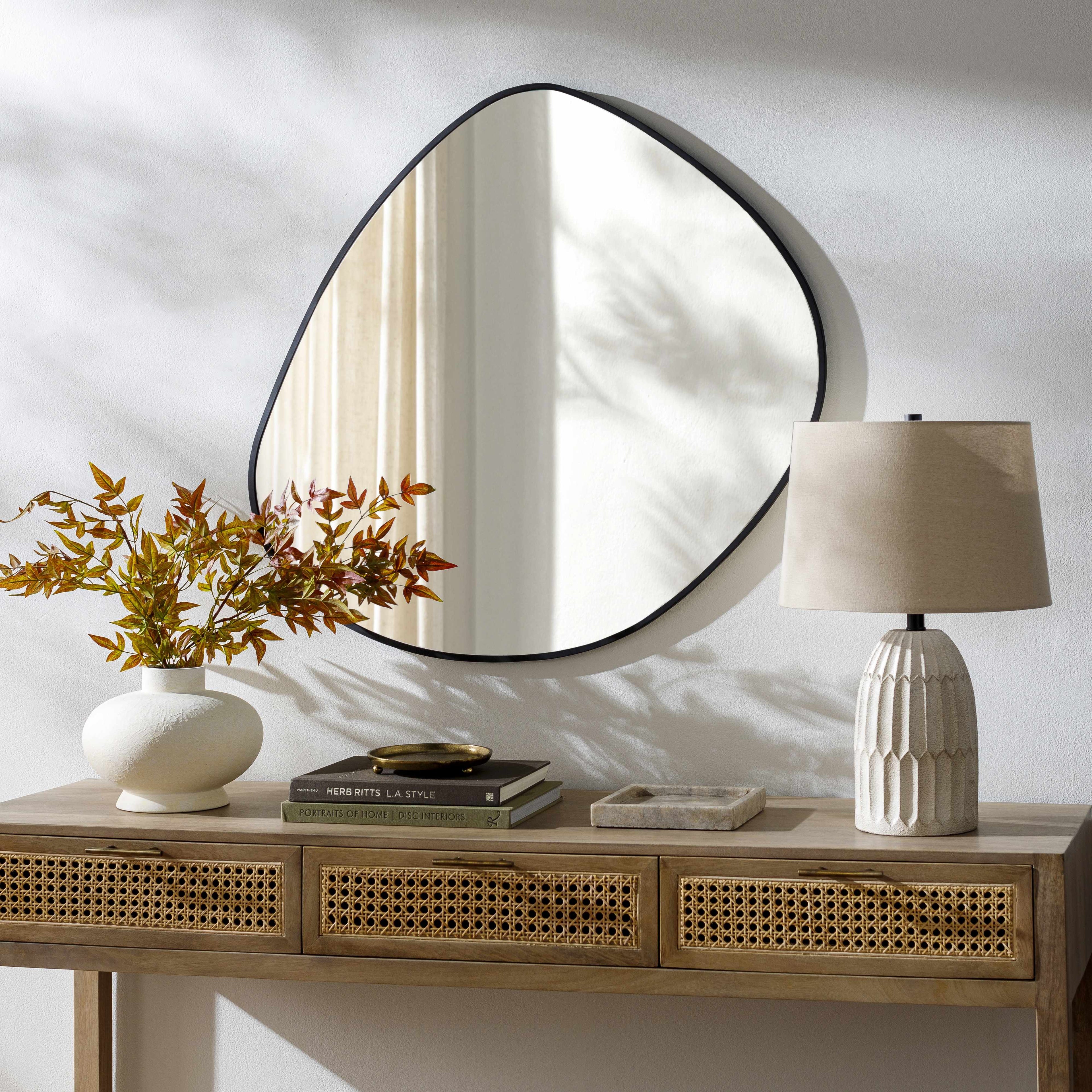 Lochovice Black Distressed Wood Mirror